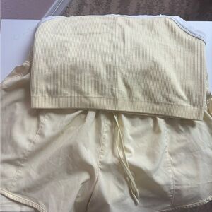 90 Degree By Reflex Light yellow Shorts and crop top